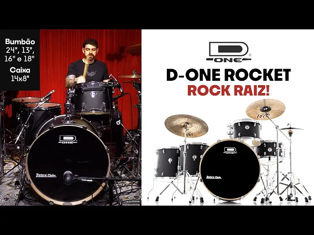 Bateria D-One Rocket Rock Black Satin com Bumbo 24