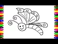 How to Draw and Color for kids s Insect Cute Butterfly Coloring pages Children Learning