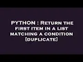 PYTHON Return the first item in a list matching a condition