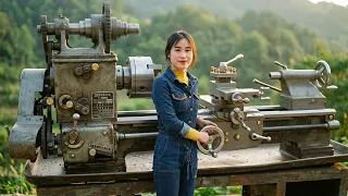 💡废品站淘到生锈报废的72年老车床,天才女孩修复翻新,动力如初!Genius girl repaired a 50-year-old lathe |林果儿