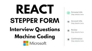 React Stepper Multistep Form React Interview Questions Machine Coding Round