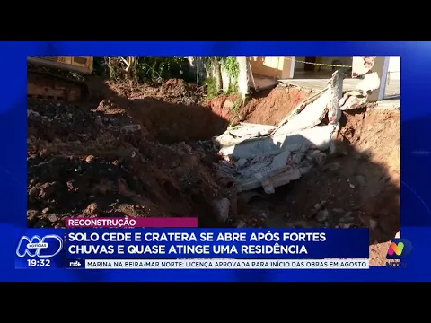 Criciúma: residência quase é engolida por cratera após chuvas intensas