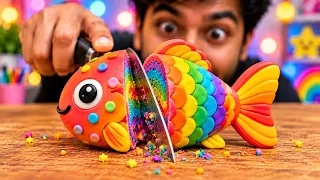 FISH CAKE 🐠 Cutting Open Rainbow Surprise!! Most Satisfying Clay Art #clayart