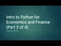 Intro to Python for Economics and Finance Part 3 of 4 Business Statistics