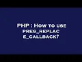 PHP How to use preg - replace