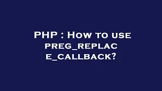 PHP How to use preg - replace