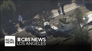 1 killed child hospitalized after fiery 3-car crash in Orange County