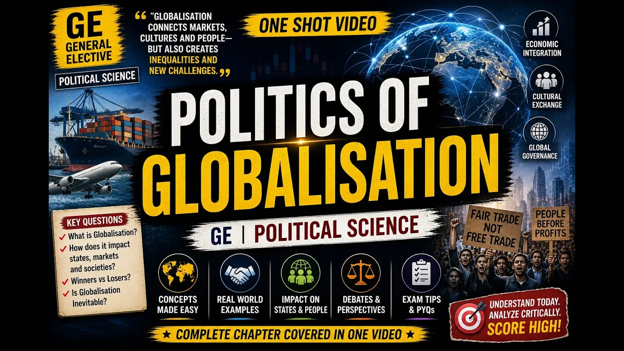 GE:POLITICS OF GLOBALISATION IN ONE SHOT WITH NOTES AND PYQ'S DELHI UNIVERSITY POL. SCIENCE..