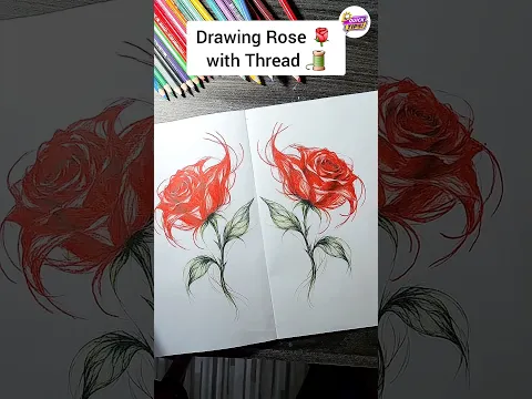 Drawing rose with thread #diy #art #vairal #youtubeshorts #shorts