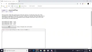 Logic-1 Squirrel Play Java Tutorial Codingbat com