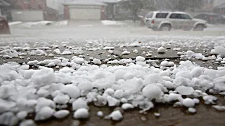 Major hailstone in Chesaning Michigan USA Natural Disaster