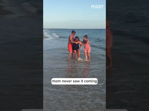 You won't believe what he did to mom! #funny #water #cartwheel #beach #shorts