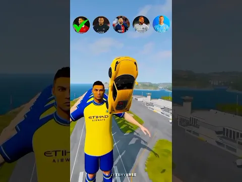 Ronaldo Vs Messi Vs Mbappe Vs Neymar Vs Haaland Characters #simulator #shorts #football #beamngdrive