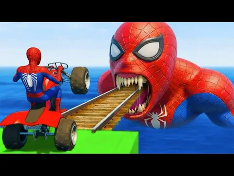 Video Thumbnail: سبايدر مان اصعب دراجة نارية فوق اسماك القرش - Superheroes Ride on Motorcycle Stunt Funny Moments??