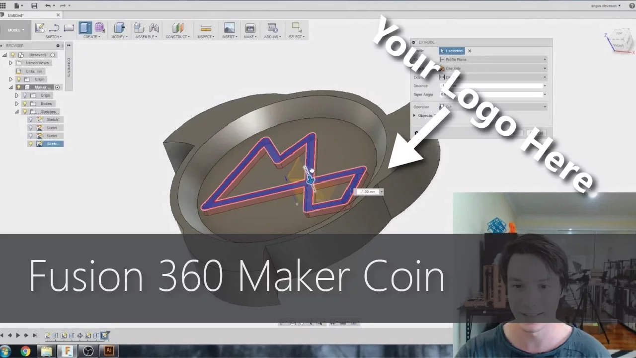Fusion 360 for Beginners - Design and 3D Print a Maker Coin! CAD For Newbies
