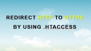 Redirect HTTP to HTTPS By Using htaccess