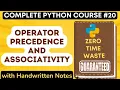 Python Operator Precedence and Associativity with Handwritten Notes in Hindi Python Tutorial -