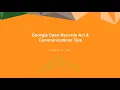 Webinar Georgia Open Records Act and Communication Tips
