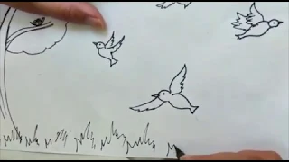 how to draw birds in the sky for kids