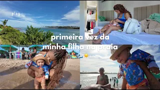 Vlog: primeira vez da minha filha na praia ☀️🌊, será se ela gostou?