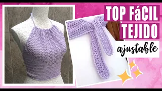 🔥 TOP HALTER A GANCHILLO FÁCIL 😍 Espalda Descubierta + AJUSTABLE