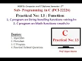 Practical-13 C Pro Function String Math functions library Built in function PCI CPR