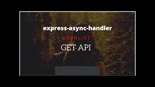 express-async-handler Node Express Application Node express project