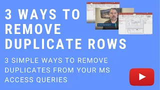 How to remove duplicate rows in microsoft access - 3 different ways