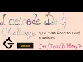 129 Sum Root to Leaf Numbers Leetcode Medium Cpp Java Python Javascript
