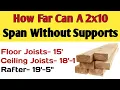 How far can a 2x10 span without support 2x10 floor joist span 2x10 ceiling joist span 2x10 span