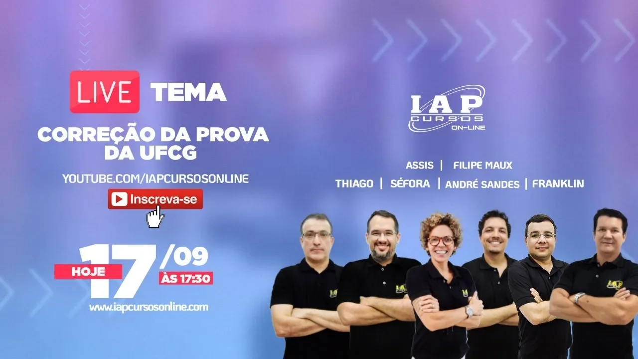 LIVE: CORREÇÃO DA PROVA - UFCG