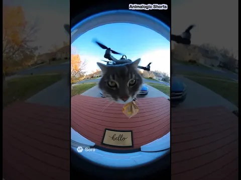 Cat delivers your package 😂… AI is getting out of hand 🤯 #funnycats #ai #catshorts #aicat