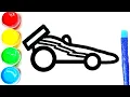 RACE CAR Coloring Page Drawing and Painting for Kids and Toddlers Glitter Coloring Book