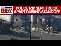 Wild police chase Semi-truck ripped apart during standoff near Houston TX LiveNOW from FOX