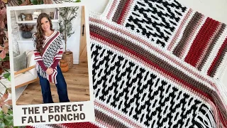 Painted Desert Mosaic Poncho Crochet Tutorial | Easy Inset Mosaic Crochet Poncho