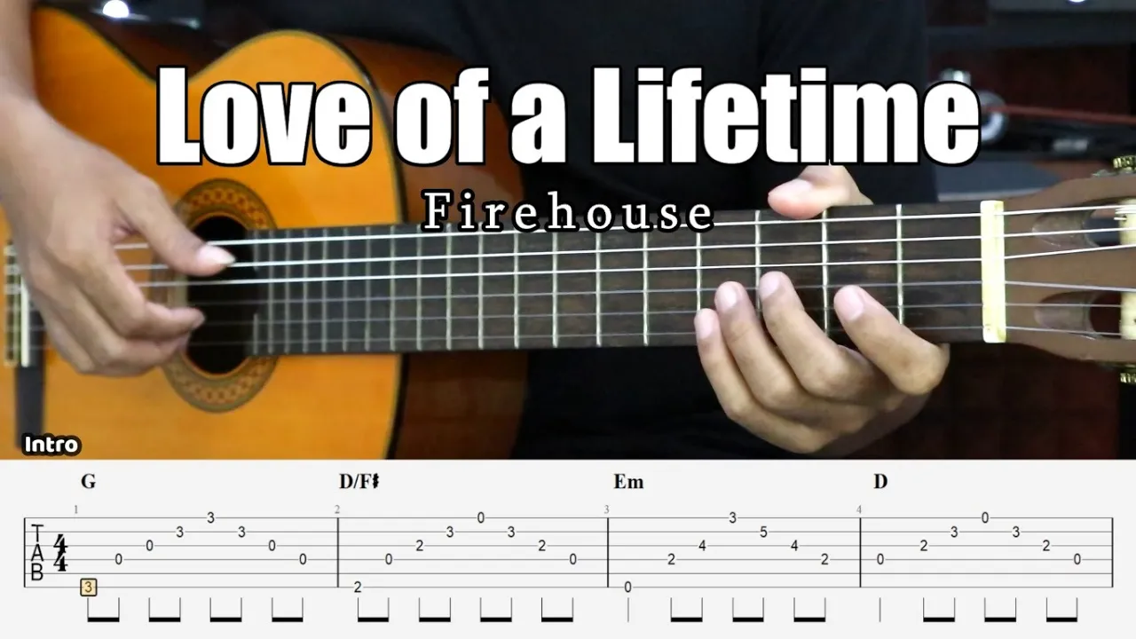 Love of a Lifetime - Firehouse - Fingerstyle Guitar Tutorial + TAB & Lyrics