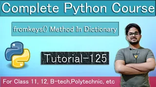 fromkeys Method In Dictionary Python Tutorial In Hindi Tutorial 125