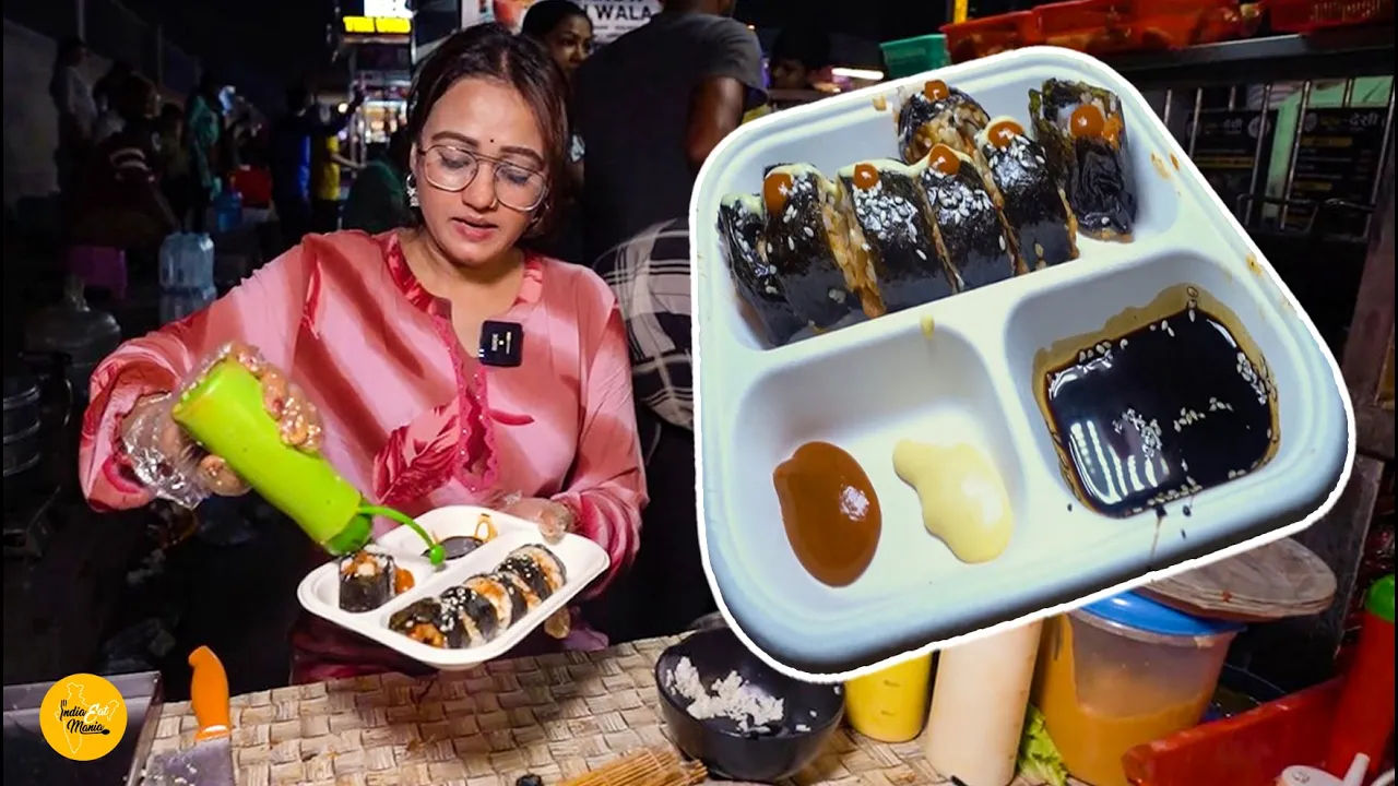 Lucknow UPSC Aspirant Didi Selling Japanese Chicken Sushi Making Rs. 250/- Only l Lucknow Food Tour