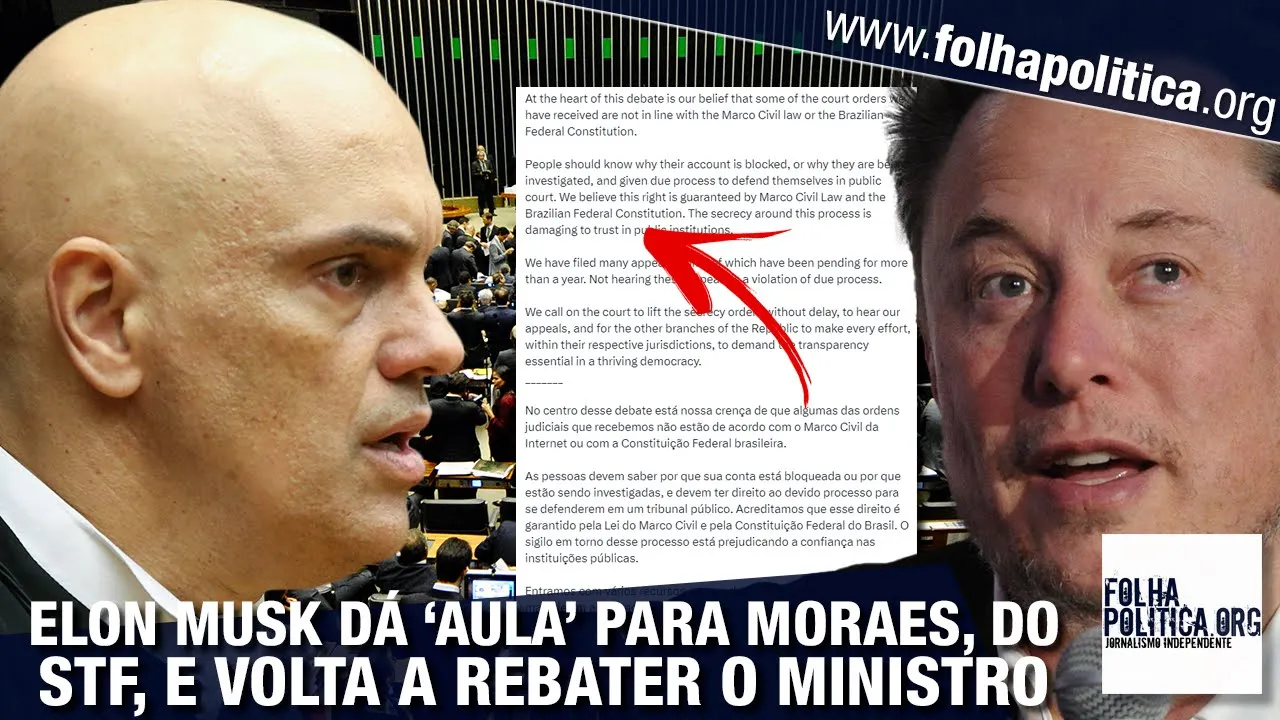 Elon Musk dá ‘aula’ sobre legalidade e Estado de Direito e volta a rebater Moraes: ‘quando...