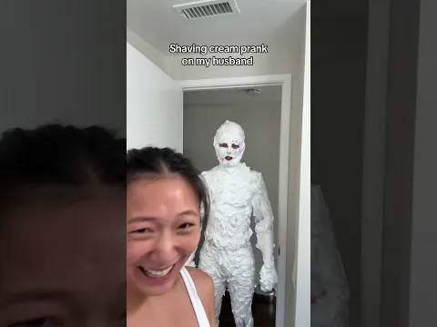 Shaving cream prank on my husband 😂 #couple #couplecomedy #shorts