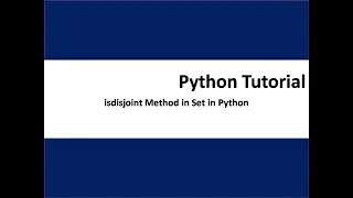 isdisjoint method in set in python