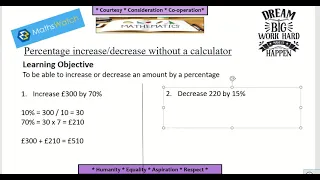 Percentage increase decrease without a calculator