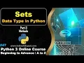 Set in Python Methods Cont Part 3 Python 3 Online Course A to Z in Hindi