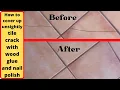 Tile crack instant repair with glue and nail polish