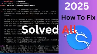 Kali Linux Error Fix Externally-Managed Environment Issue How to Resolve Python Package