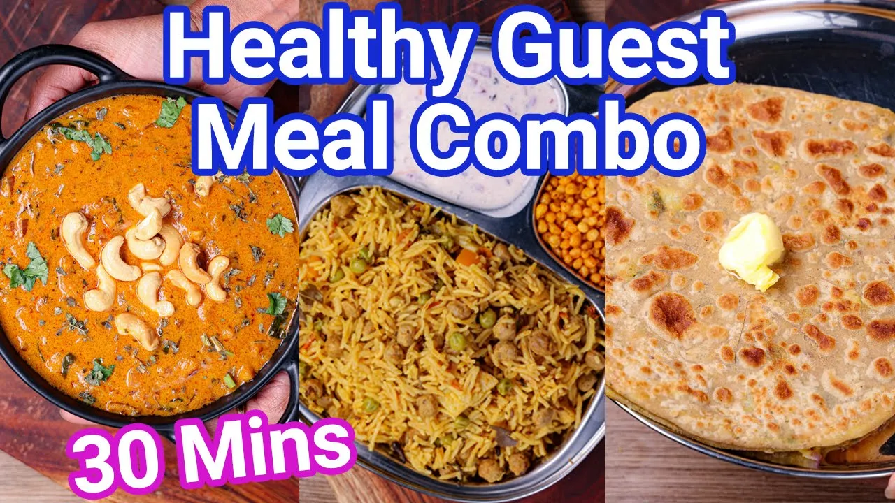 Healthy Guest Meal Combo - Just 30 Mins for Rice, Paratha & Creamy Curry   Quick & Easy Lunch Combo