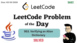 953 verifying an alien dictionary Leetcode Java TechCoder A V