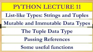 Lecture 11 Python Tuples Mutable and immutable data types passing references