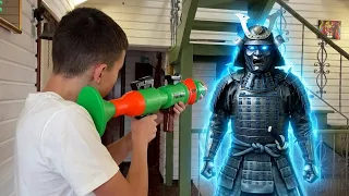 Nerf battle against the ghost of the samurai!