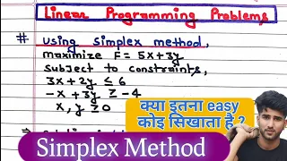Simplex Method Problem 1 - Linear Programming Problems LPP